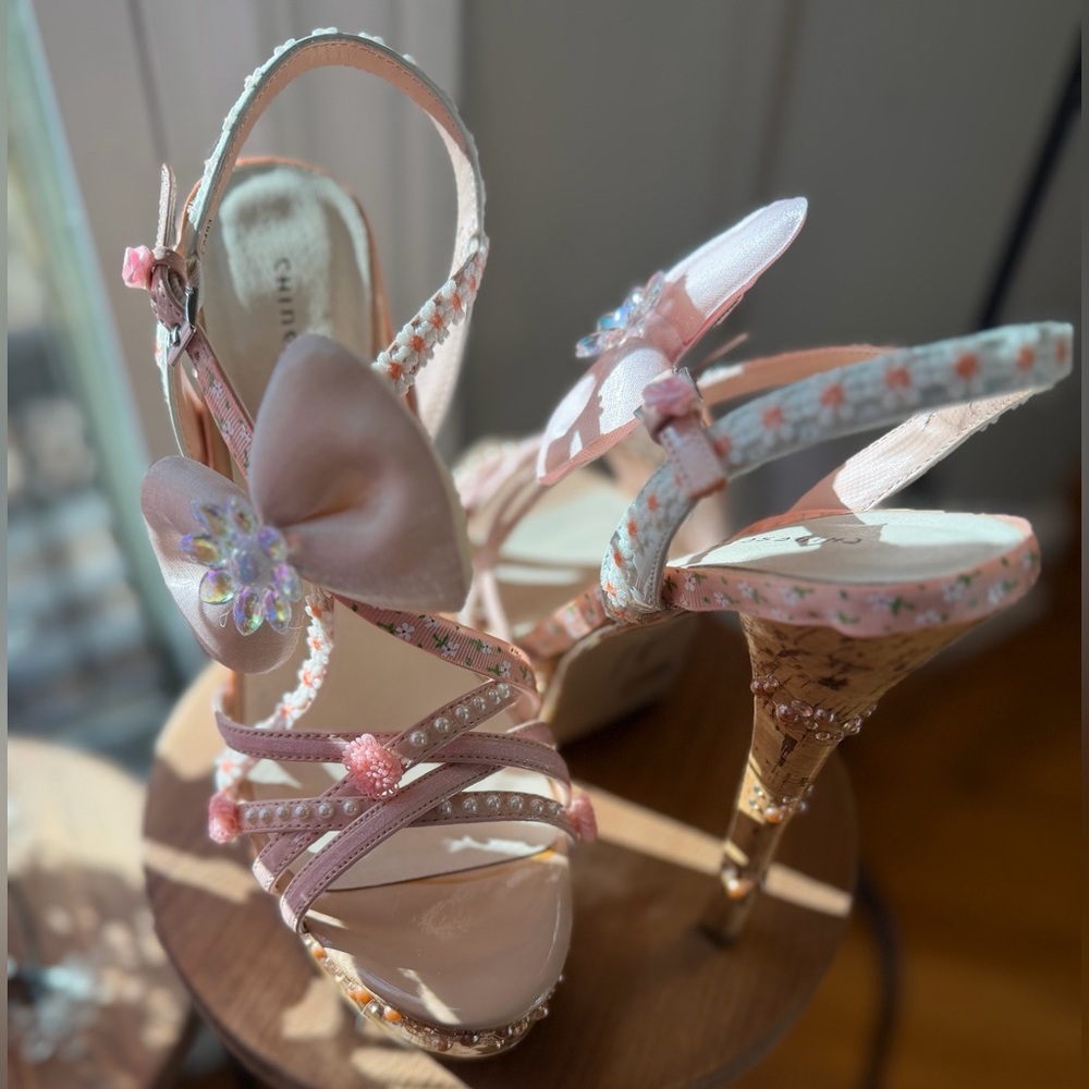 Custom HandAdorned OOAK Cork Platform Stilletto Women Runway Statement Heels 8.5 - Picture 11 of 16